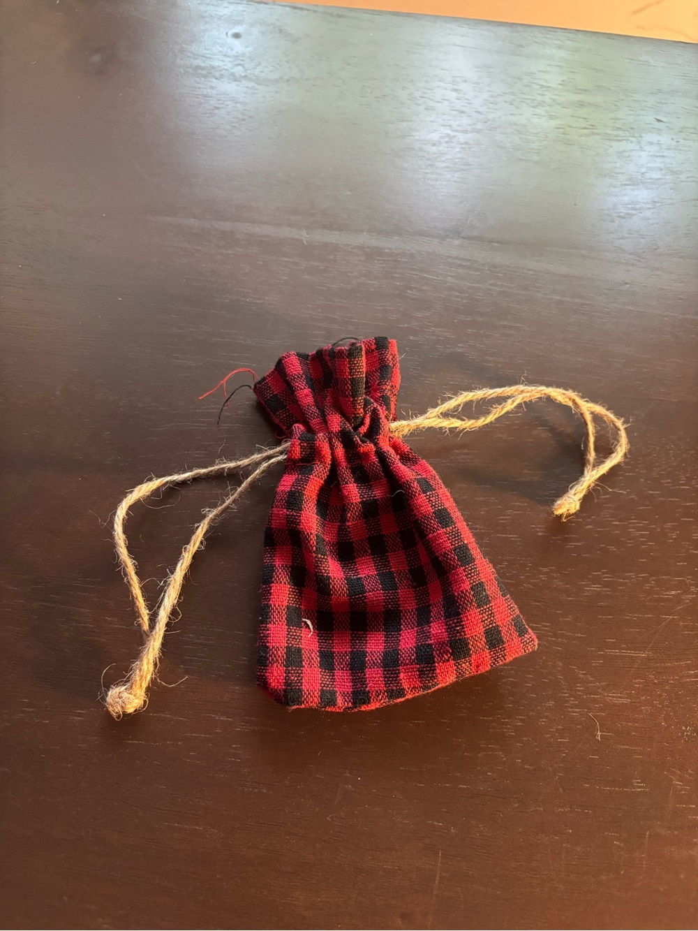 Red & Black Plaid Mini Drawstring Pouch Bag